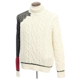 * [Gebraucht] Jean Paul Gaultier Rollkragenpullover aus Wolle und Acryl, gestrickt [L] Weiß x Schwarz Weiß