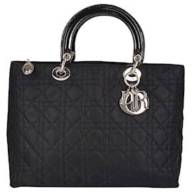 Christian Dior-Christian Dior sac à main Lady Dior noir grand modèle-Noir