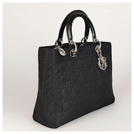 Christian Dior-Christian Dior Lady Dior bolsa preta tamanho grande-Preto