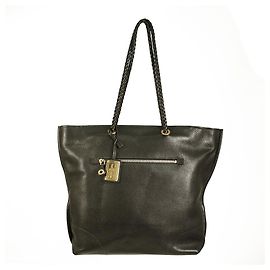 Car Shoes Bolsa de ombro bolsa de ombro de couro preto seixos com alças trançadas Preto