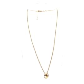 Cartier-Cartier Gold 18K 750 Trinity Ring Charms Tricolor Necklace-Golden