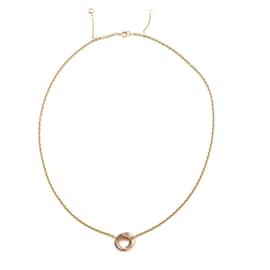 Cartier-Cartier Gold 18K 750 Trinity Ring Charms Tricolor Necklace-Golden