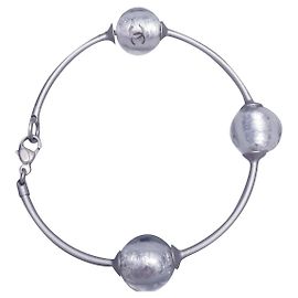 Pulseira Chanel em metal prateado e resina Prata