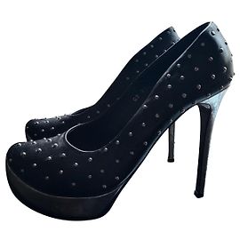 Walter Steiger Black Leather Heels 37 Black