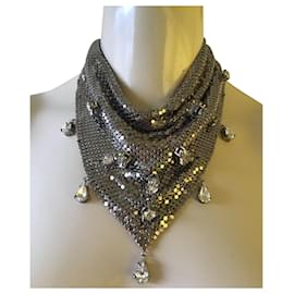 Prada-Prada Crystal Bib Necklace-Silvery