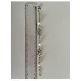 Autre Marque-Bracciale con fiocco di diamanti e perle in oro bianco-Argento,Bianco