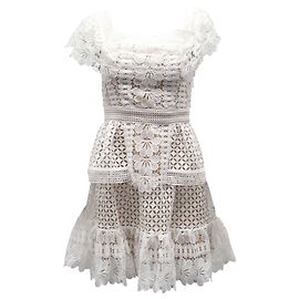 Self portrait Self-Portrait Off-Should Guipure Lace Mini Dress in White Polyester White