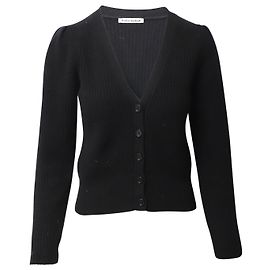 Reformation Kurzer Cardigan aus schwarzer Wolle Schwarz