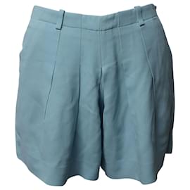 Chloé-Chloé High Waisted Crepe Shorts in Blue Acetate-Blue