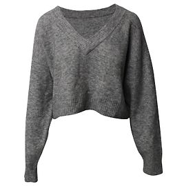 3.1 Phillip Lim Pulloveroberteil mit V-Ausschnitt aus grauem Polyamid Grau