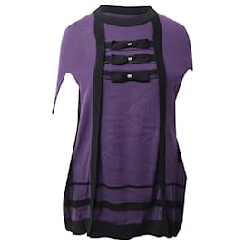 Temperley London-Temperley London Knitted Cape in Purple Cotton-Purple