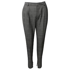 Saint Laurent-Pantalones ajustados a cuadros de lana gris de Saint Laurent-Gris