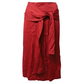 Gonna midi Joseph Tie Front in cotone rosso Rosso