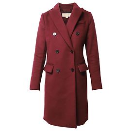 Michael Kors Double Breasted Felt Coat in Burgundy Wool Red Dark red