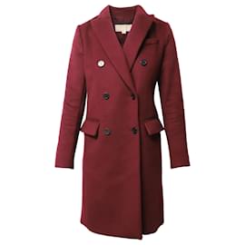 Michael Kors-Michael Kors Double Breasted Felt Coat in Burgundy Wool-Dark red