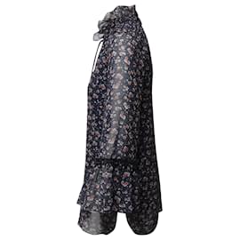 Chloé-Blusa de georgette floral con volantes en poliéster negro de See by Chloé-Negro
