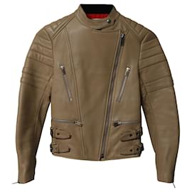 Céline-Celine Biker Jacket in Beige Lambskin Leather-Beige