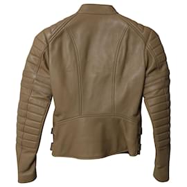 Céline-Celine Biker Jacket in Beige Lambskin Leather-Beige