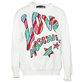 Sudadera con estampado de logo en algodón blanco de Love Moschino Otro