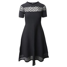 Maje Kleid mit transparentem Strickdesign in schwarzer Viskose Schwarz
