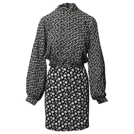 Autre Marque-Boutique Moschino Floral-Print Crepe Mini Dress in Black Viscose-Other