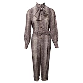 Zimmermann-Zimmermann Snake Skin Print Jumpsuit in Multicolor Crepe de Chine-Multiple colors