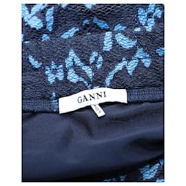 Ganni-Ganni Flynn Jupe mi-longue portefeuille en dentelle en polyamide bleu-Autre