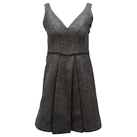 Proenza Schouler-Proenza Schouler V-Neck Jacquard Mini Dress in Black Polyester-Black