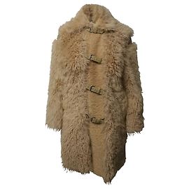 Casaco Valentino Shearling em Pele Bege Bege