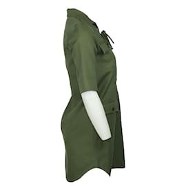 Zadig & Voltaire-Vestido camisero Record Brodé Tigre de algodón verde caqui Zadig & Voltaire-Verde,Caqui
