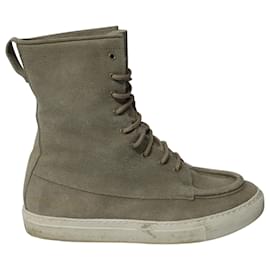 Autre Marque Common Projects Tournament High Top Shearling Sneakers in Grey Suede Grey