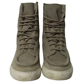 Autre Marque-Common Projects Tournament High Top Shearling Sneakers in Grey Suede-Grey