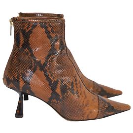 Jimmy Choo 65mm Botines Kix con efecto serpiente en piel de becerro marrón Cuero Castaño