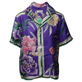 Sandro Paris Pyjama-Hemd mit Blumenmuster aus lila Polyester-Seide Lila