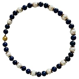 Autre Marque-Necklaces-White,Blue,Gold hardware
