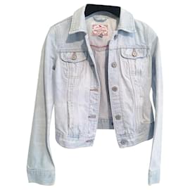 Abercrombie & Fitch-Jaqueta jeans vintage Abercrombie & Fitch. 90s Y2K estilo cropped overfitting.-Azul claro