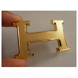 Hermès-boucle hermès 5382 en métal doré guillochée  pour un lien de 32mm neuve-Bijouterie dorée