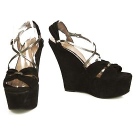 Alaïa Alaia Sandales compensées à talons hauts en cuir suédé noir Taille de chaussures 40 Noir
