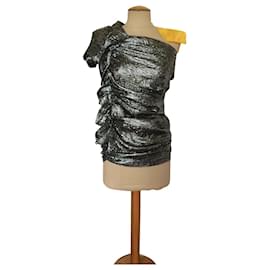 Autre Marque-Isabelle Marant star strapless lamé mini dress-Silvery