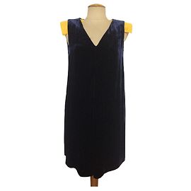 Max Mara vestido sem mangas de veludo Azul marinho