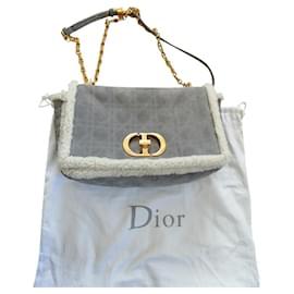 Christian Dior-Sac en peau de mouton Christian Dior Caro-Gris
