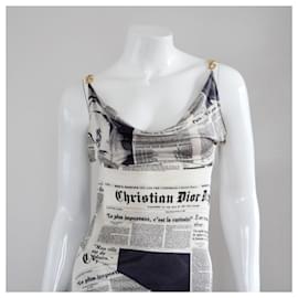 Christian Dior-CHRISTIAN DIOR Newsprint / Newspaper Dress 2001 by John Galliano-Cream