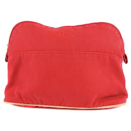Hermès-[Used] [HERMES] Hermes Bored Pouch 25 Cotton Canvas Red Ladies Pouch-Red