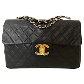 Chanel-Classic Chanel Maxi jumbo single flap bag with CC-Black