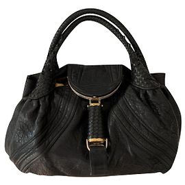 Fendi SPY black leather handbag Black