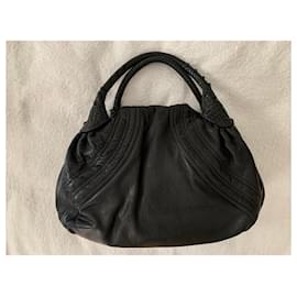 Fendi-SPY black leather handbag-Black