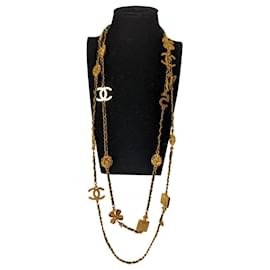 Chanel-CC 95Un collar de la vendimia del trébol del perfume del logotipo de Lucky Charms-Dorado