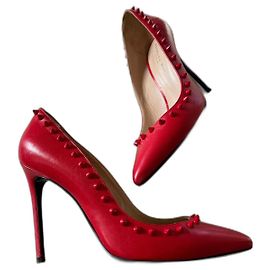 Barbara Bui Red Leather Studded Pumps 10cm Heels Red