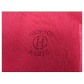 Hermès-NEW STOLE HERMES PLUME CASHMERE & FUSHIA SILK SCARF FOULARD NEW SCARF-Fuschia
