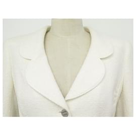 Chanel-NUEVA CHAQUETA CHANEL P15189 38 METRO 2 CHALECO CHAQUETA BOTONES ALGODÓN CREMA-Crudo